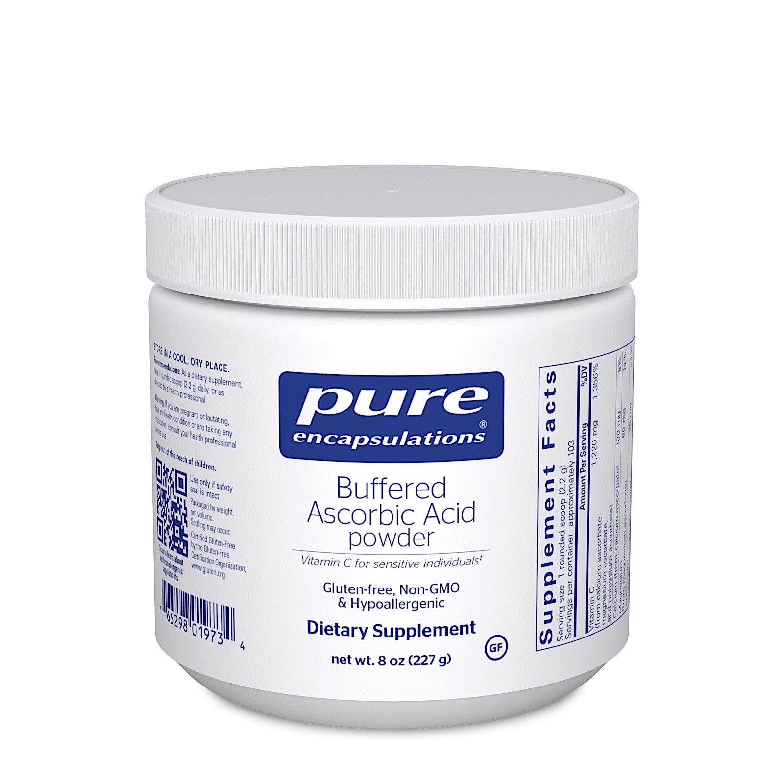 Pure Encapsulations, Buffered Ascorbic Acid, 8 Oz UPC 766298019734 | HiLife Vitamins