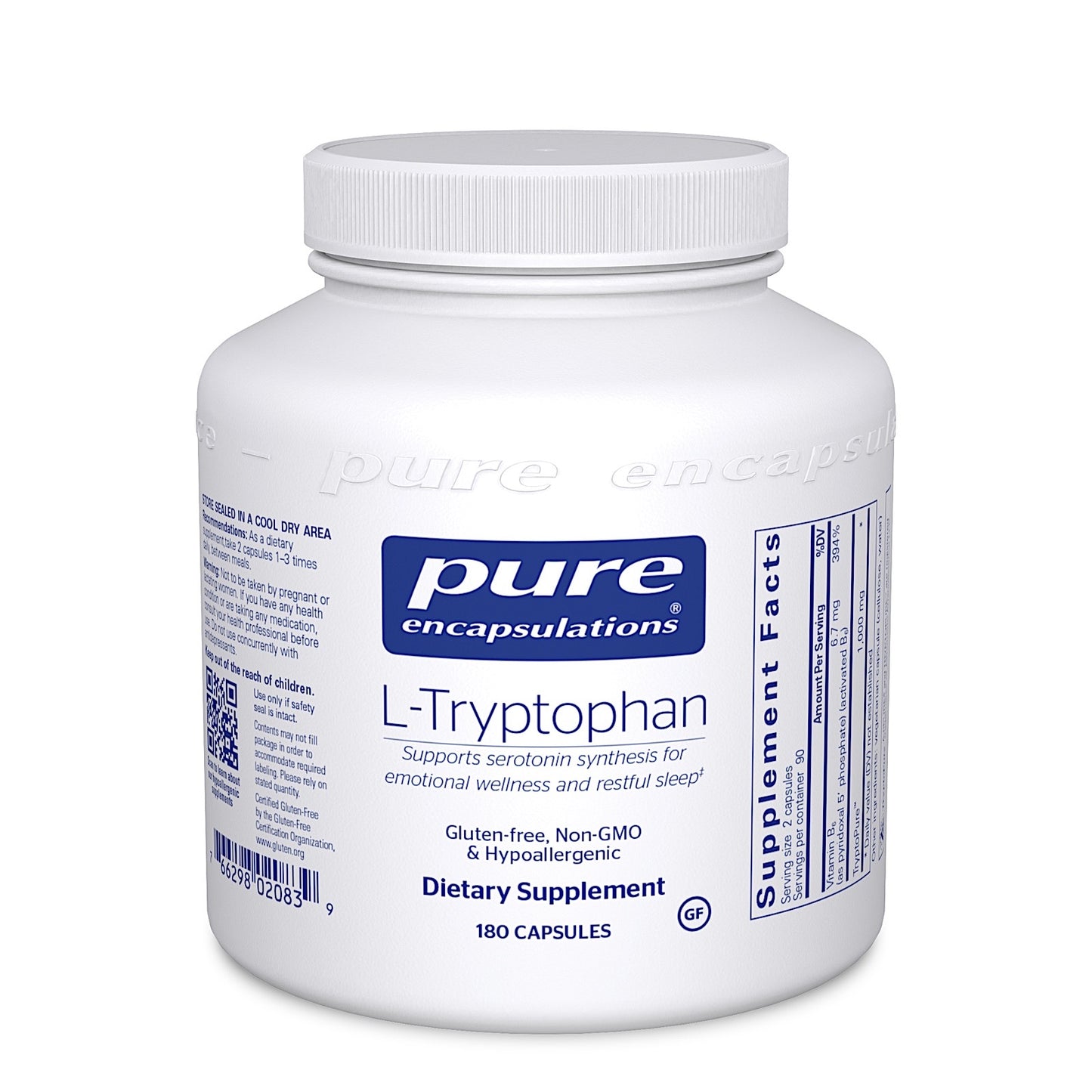 Pure Encapsulations, L-Tryptophan, 180 Capsules UPC 766298020839 | HiLife Vitamins