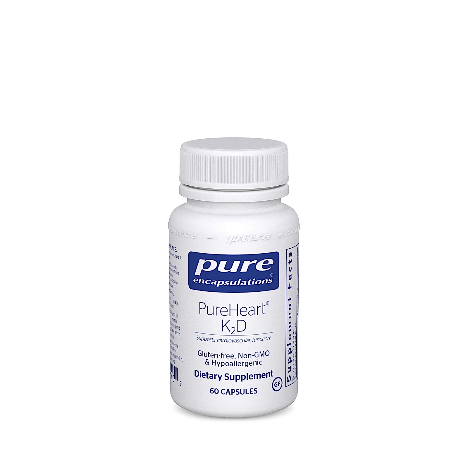 Pure Encapsulations, PureHeart K2D, 60 Capsules UPC 766298021409 | HiLife Vitamins