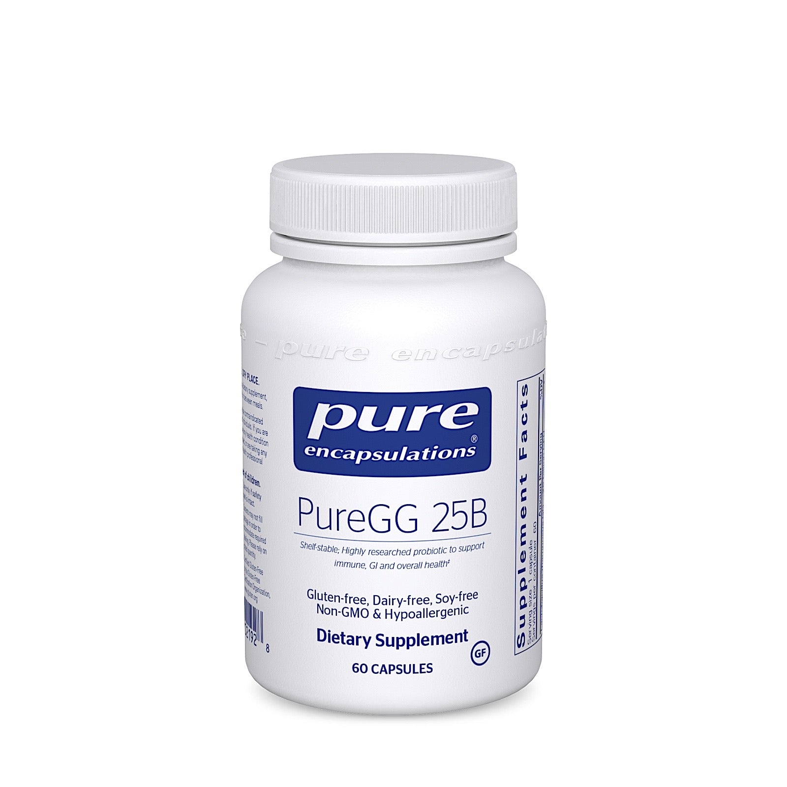 Pure Encapsulations, PureGG 25 Billion, 60 Capsules UPC 766298021928 | HiLife Vitamins