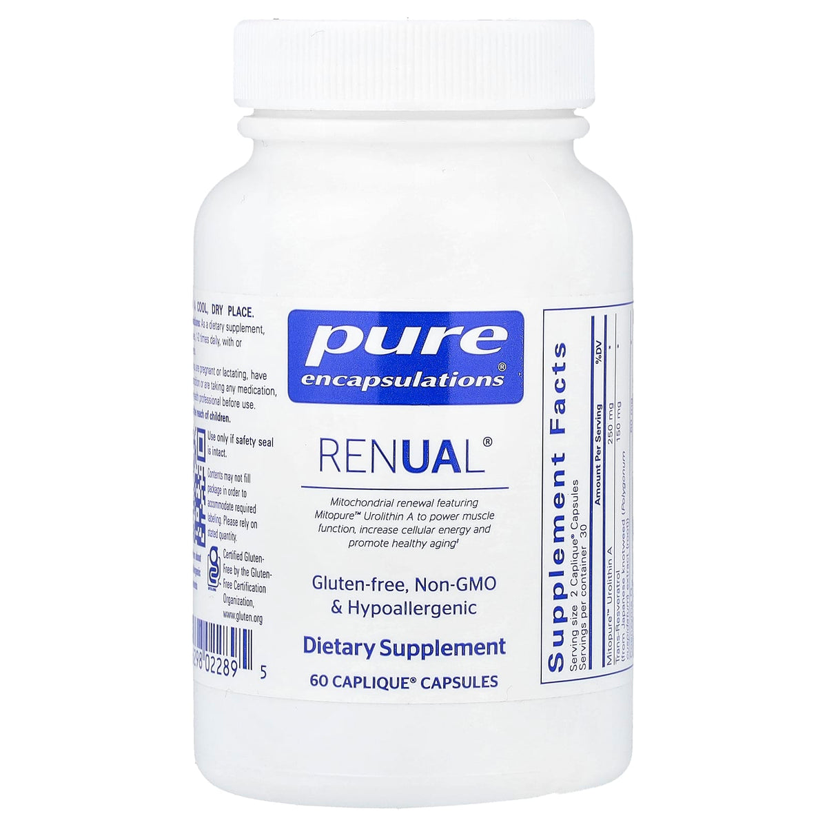 Pure Encapsulations, RENUAL, 60 Caplique Capsules UPC 766298022895 | Hilife Vitamins