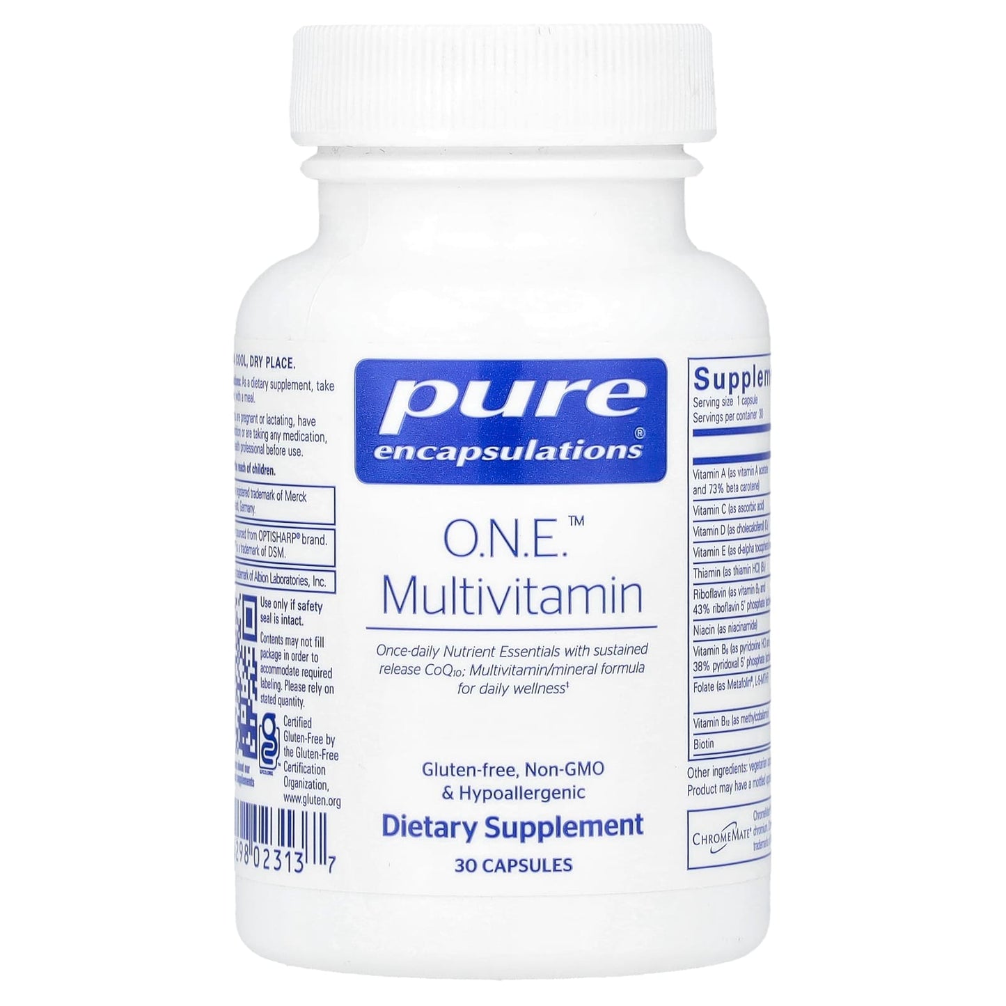Pure Encapsulations, O.N.E.™ Multivitamin, 30 Capsules UPC 766298023137 | HiLife Vitamins