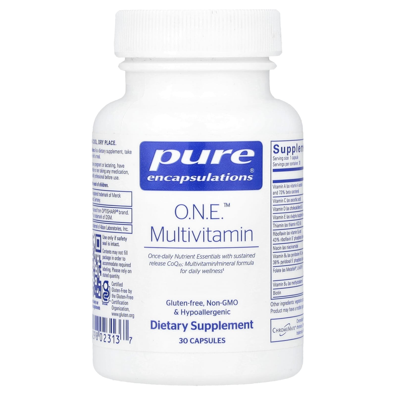 Pure Encapsulations, O.N.E.™ Multivitamin, 30 Capsules UPC 766298023137 | HiLife Vitamins