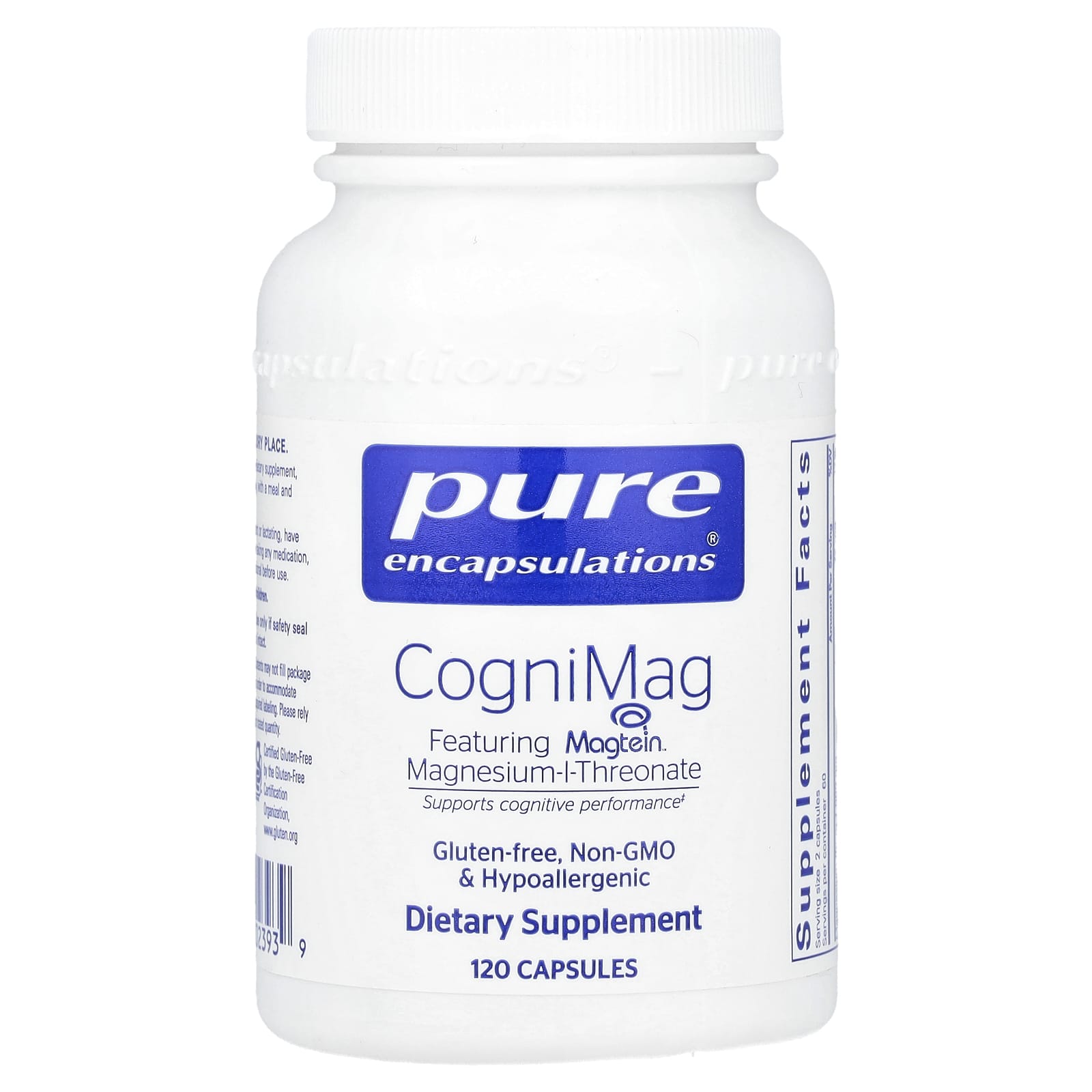 Pure Encapsulations, CogniMag, 120 Capsules UPC 766298023939 | HiLife Vitamins