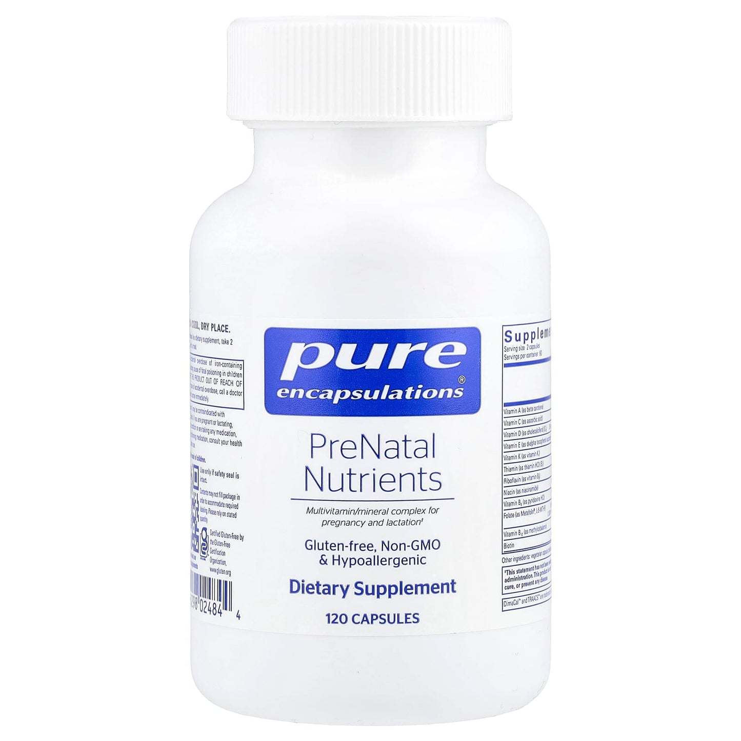 Pure Encapsulations, PreNatal Nutrients, 120 Capsules UPC 766298024844 | HiLife Vitamins