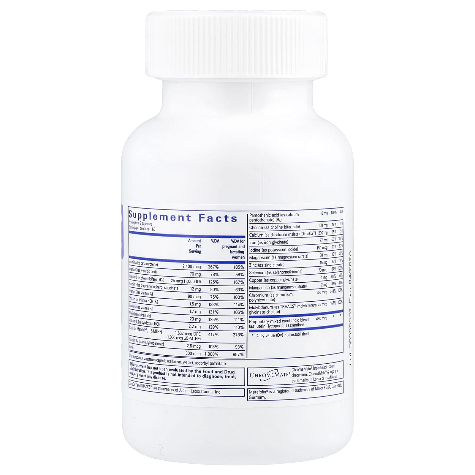 Pure Encapsulations, PreNatal Nutrients, 120 Capsules UPC 766298024844 | HiLife Vitamins