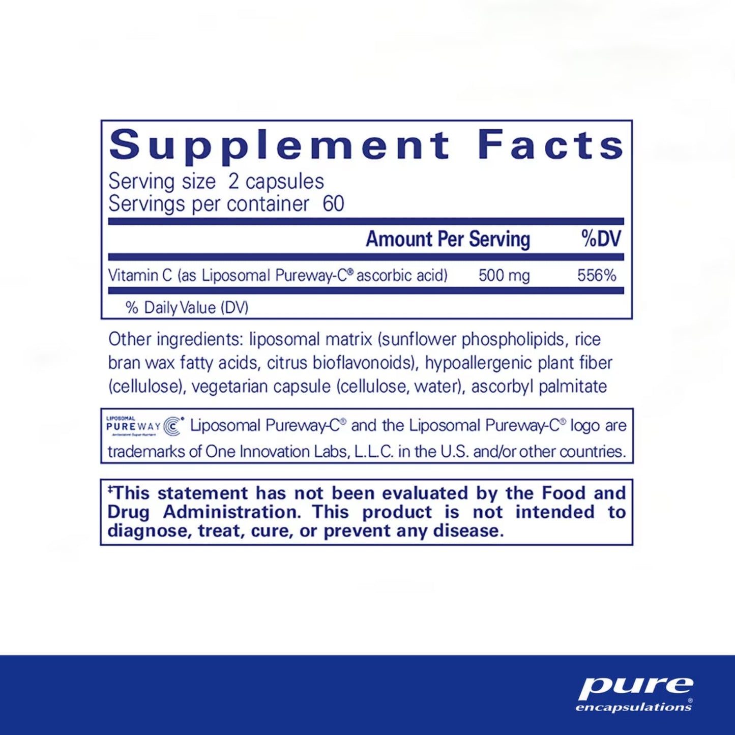 Pure Encapsulations, Liposomal Vitamin C, 120 Capsules UPC 766298025209 | HiLife Vitamins