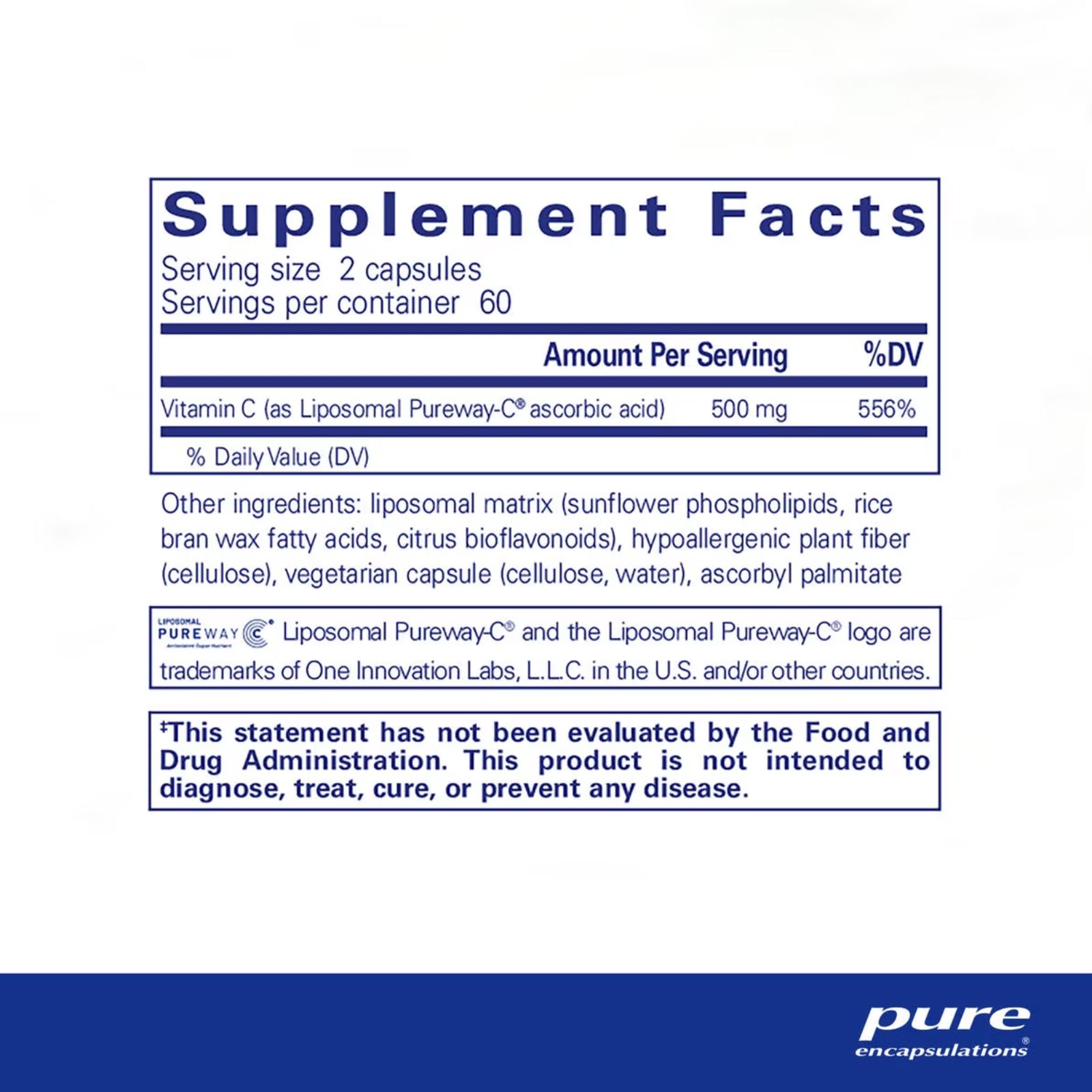 Pure Encapsulations, Liposomal Vitamin C, 120 Capsules UPC 766298025209 | HiLife Vitamins