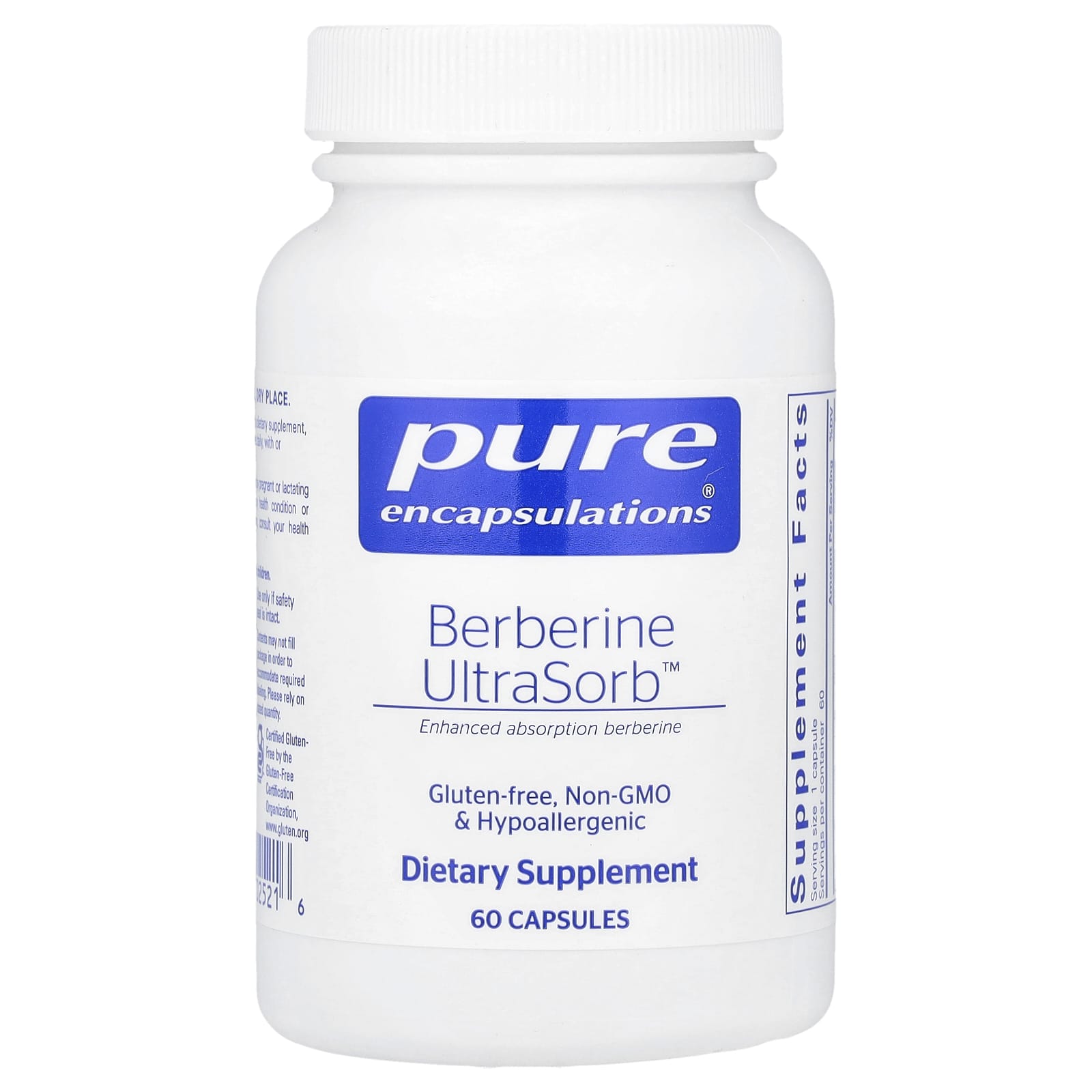 Pure Encapsulations, Berberine UltraSorb™, 60 Capsules UPC 766298025216 | HiLife Vitamins