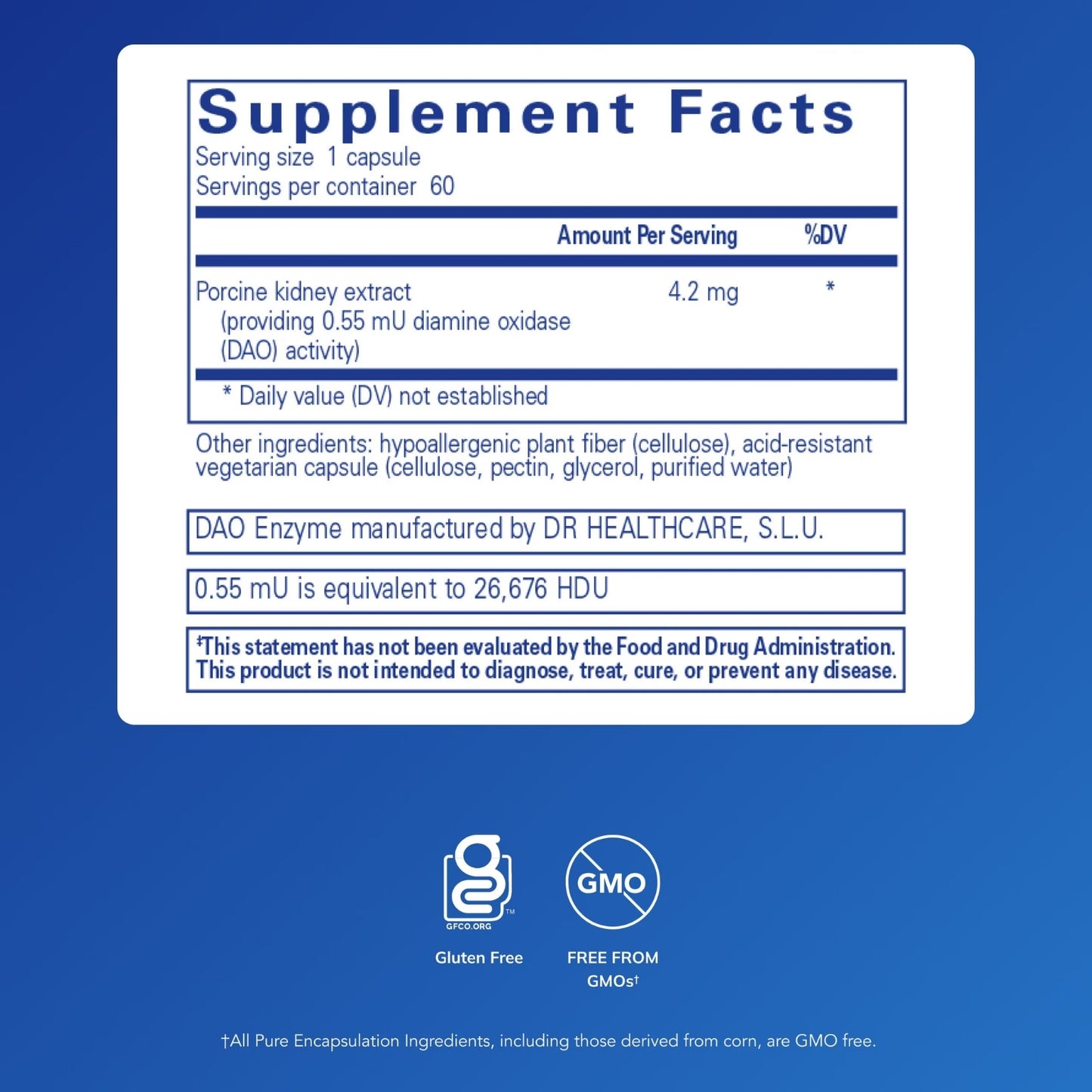 Pure Encapsulations, DAO Enzyme, 60 Capsules UPC 766298025834 | HiLife Vitamins