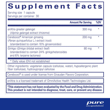 Pure Encapsulations, Rapid Mental Energy, 30 Capsules UPC 766298025858 | HiLife Vitamins