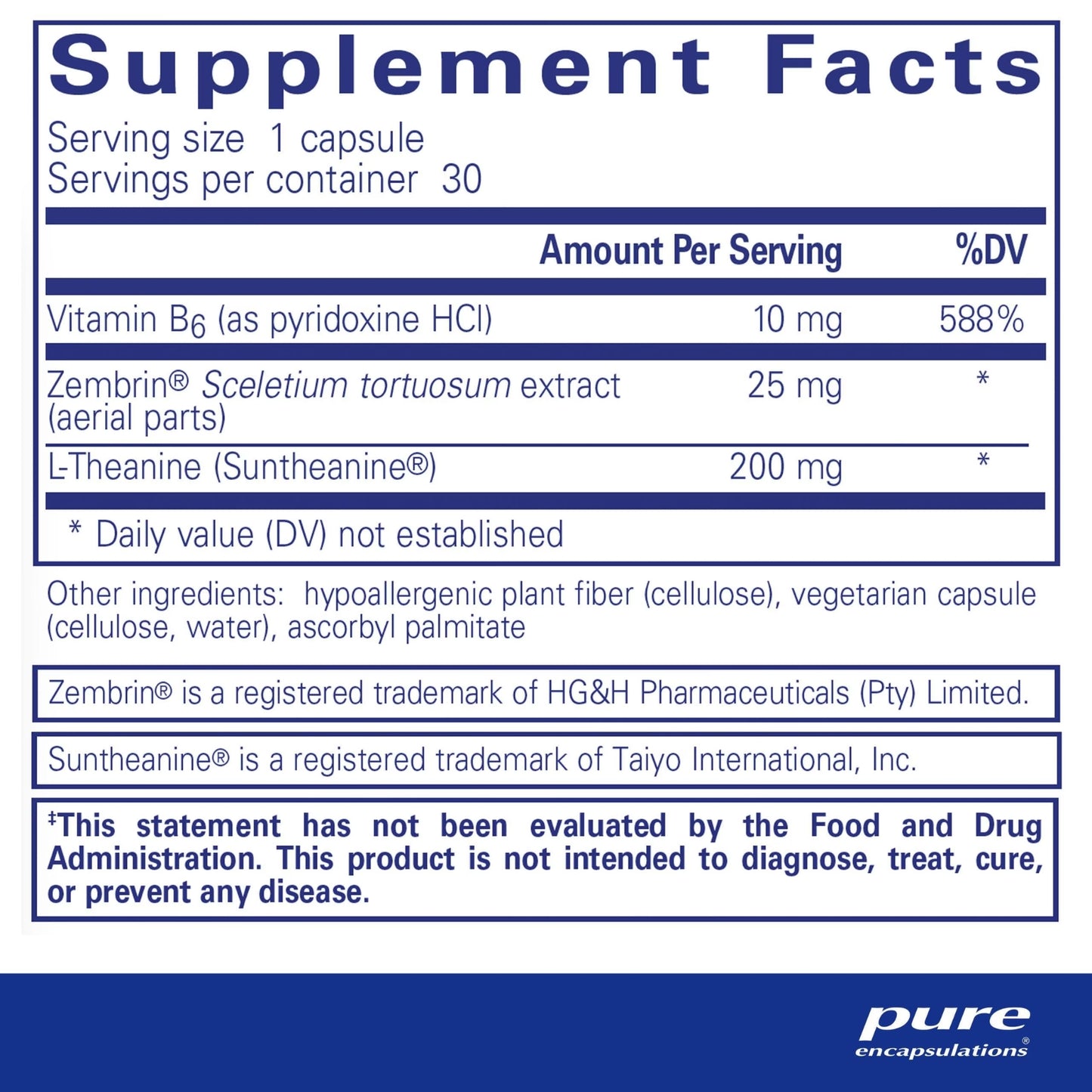 Pure Encapsulations, Rapid Calm, 30 Capsules UPC 766298025889 | HiLife Vitamins