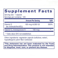 Pure Encapsulations, Vitamin D3 & K2, 60 Capsules UPC 766298026039 | HiLife Vitamins