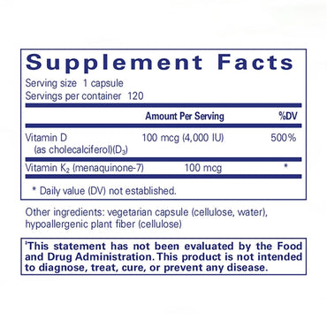 Pure Encapsulations, Vitamin D3 & K2, 60 Capsules UPC 766298026039 | HiLife Vitamins