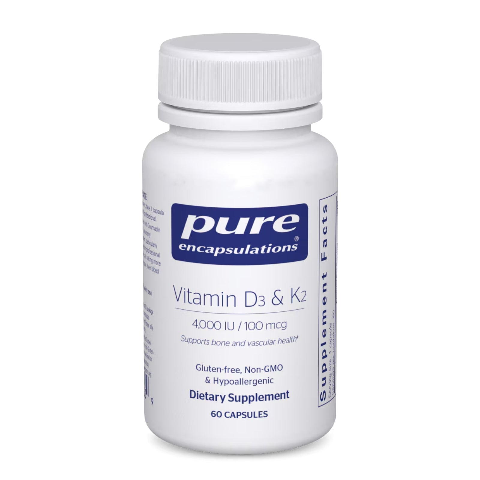 Pure Encapsulations, Vitamin D3 & K2, 60 Capsules UPC 766298026039 | HiLife Vitamins