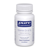 Pure Encapsulations, Vitamin D3 & K2, 60 Capsules UPC 766298026039 | HiLife Vitamins