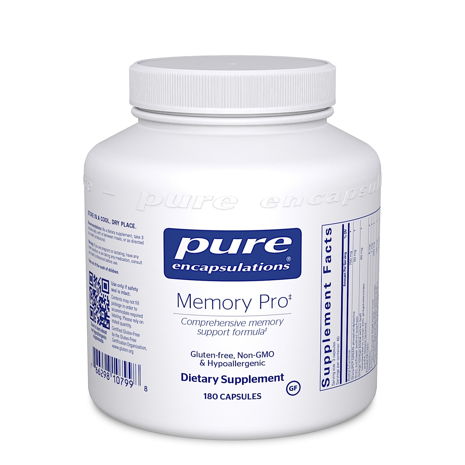 Pure Encapsulations, Memory Pro, 180 Capsules UPC 766298107998 | HiLife Vitamins