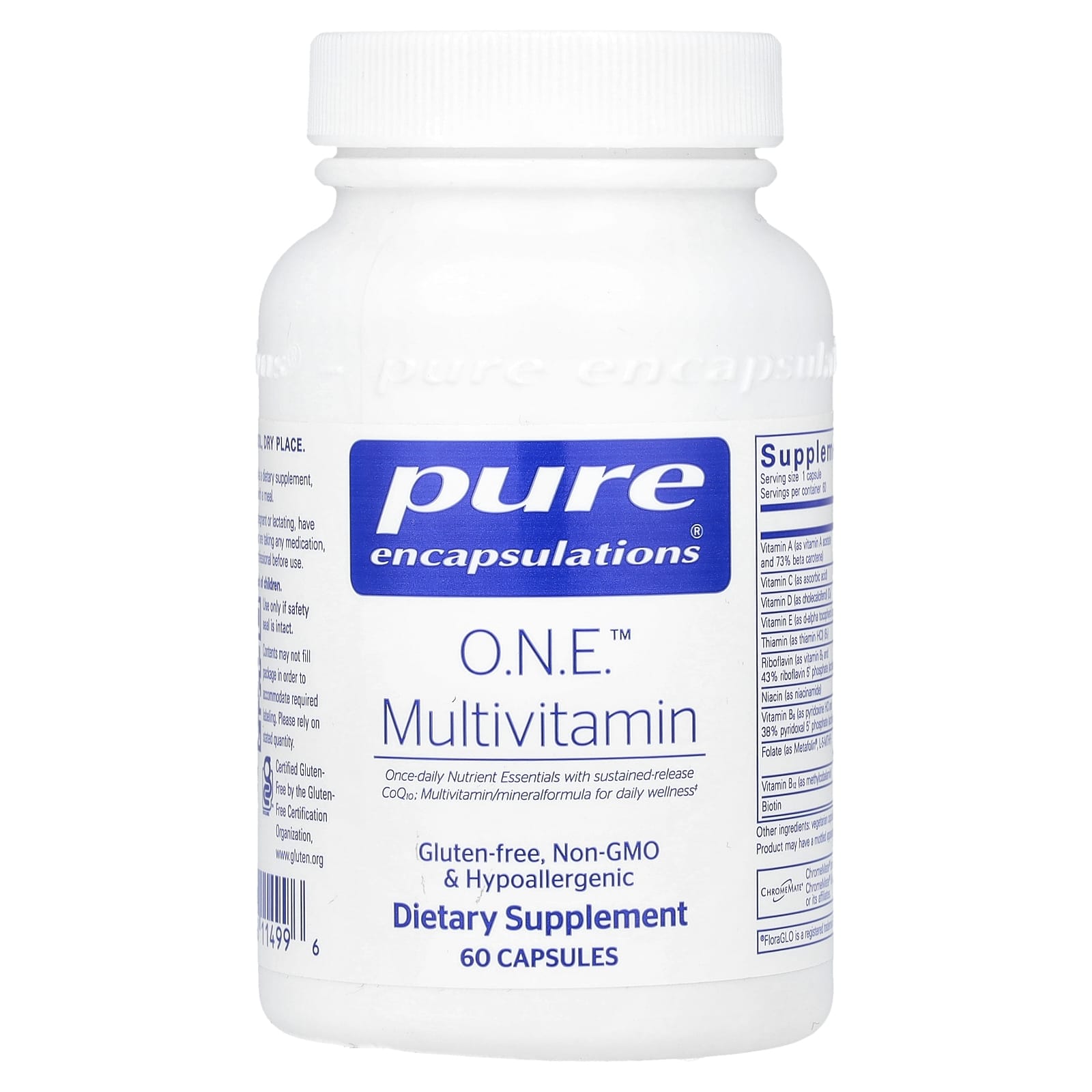 Pure Encapsulations, O.N.E. Multivitamin, 60 Capsules UPC 766298114996 | HiLife Vitamins