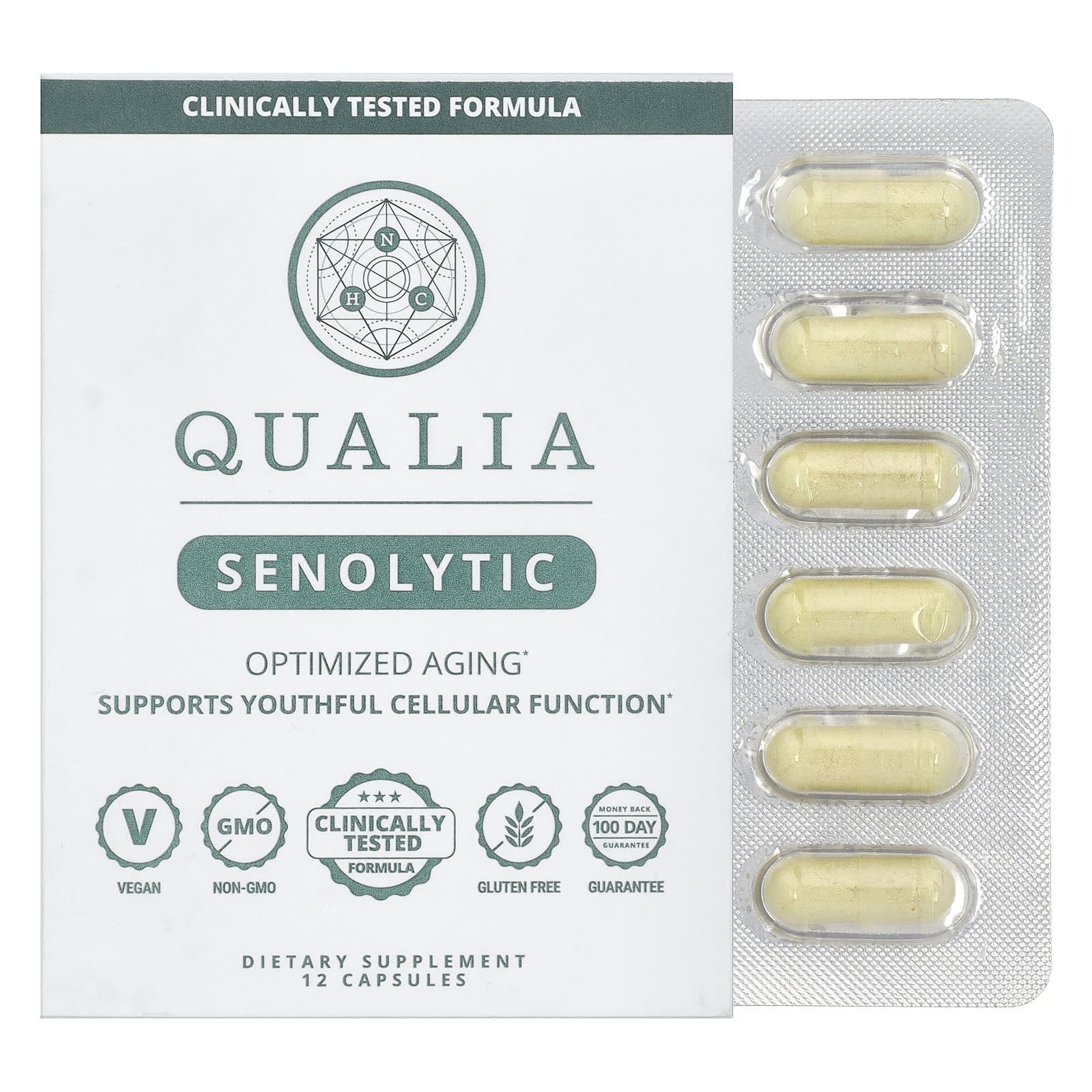 Qualia, Senolytic, 12 Capsules UPC 850027149202 | Hilife Vitamins