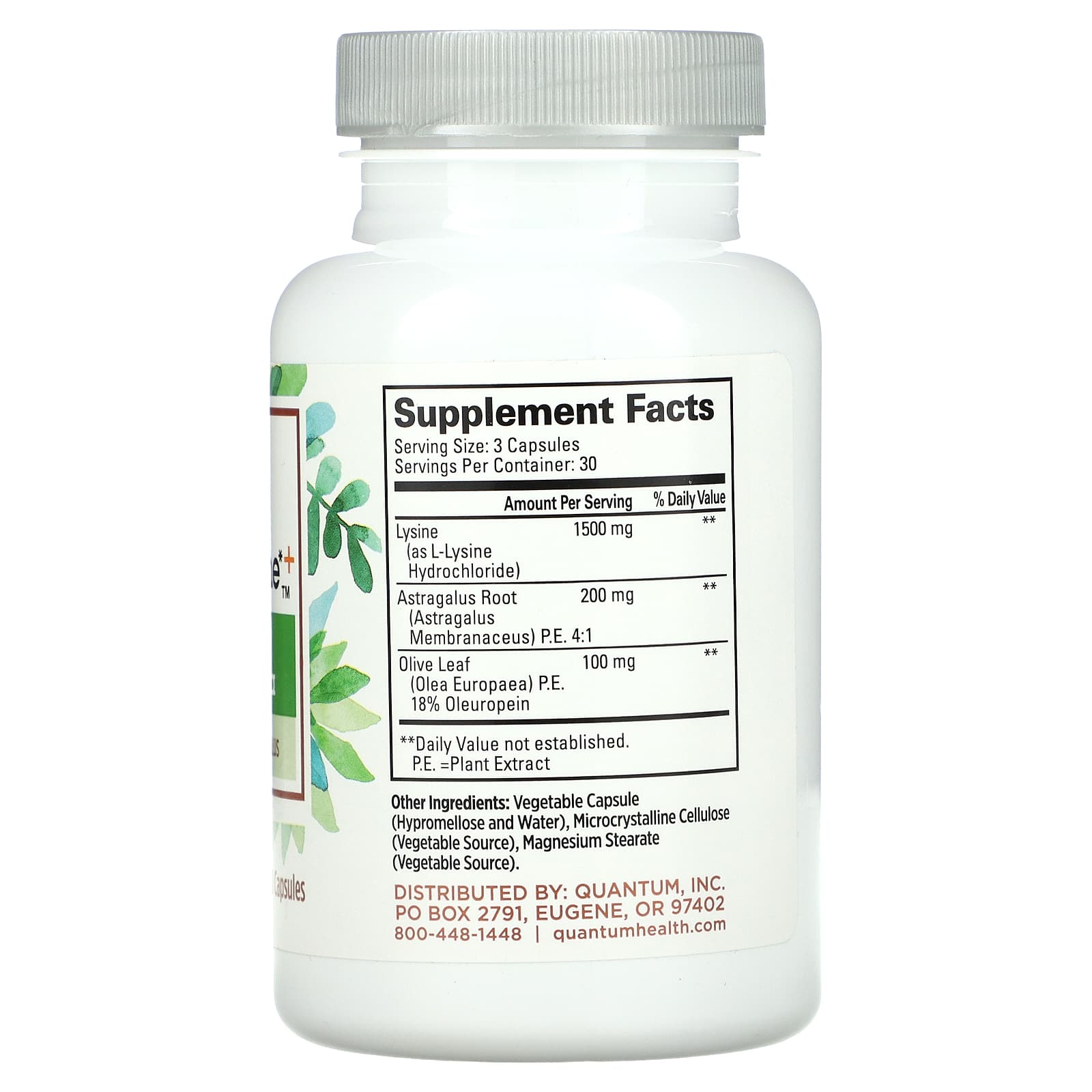 Quantum, Super Immune+ Lysine Herbal, 90 Capsules UPC 046985001120 | Hilife Vitamins