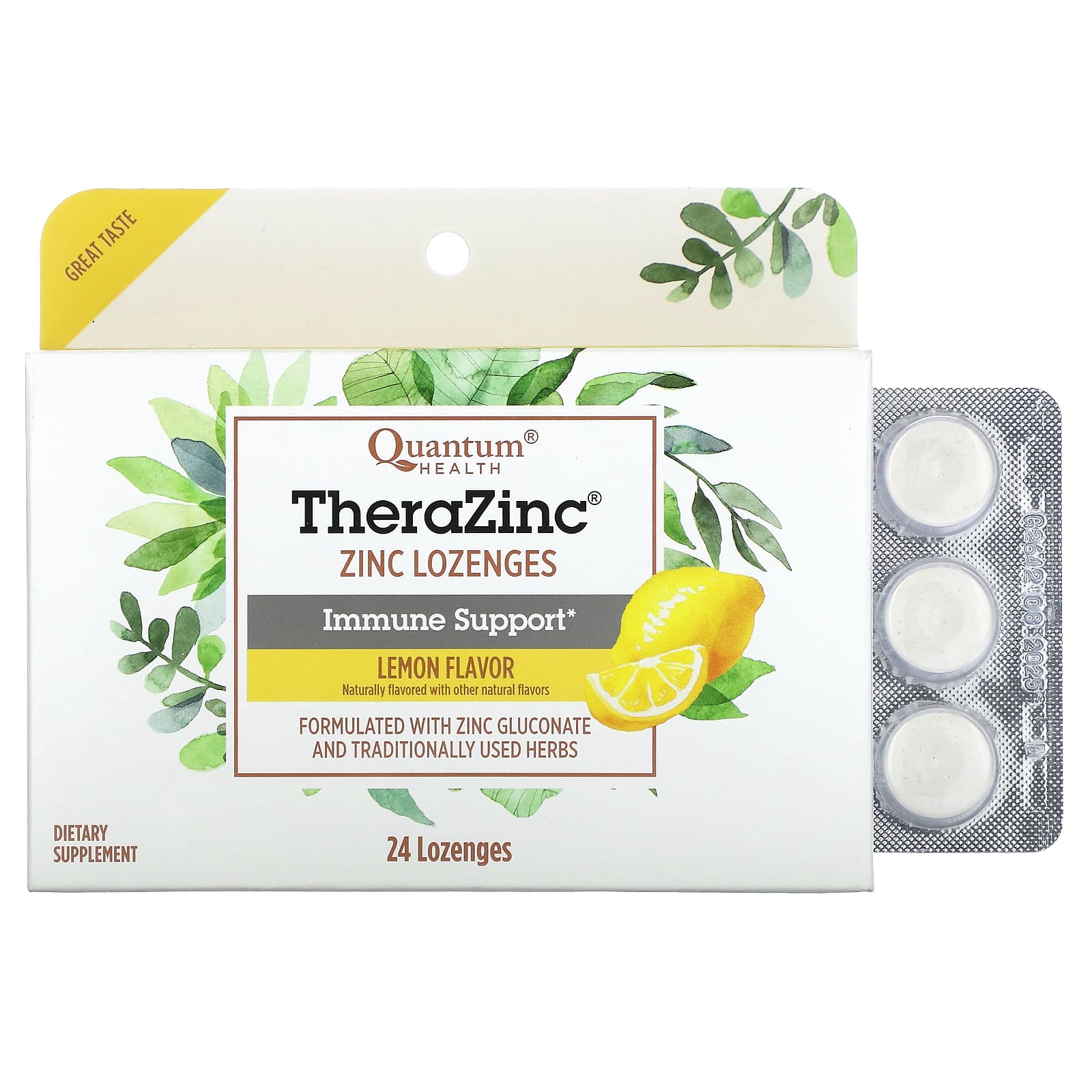Quantum, Cold Season+ TheraZinc Lozenges Lemon, 24 UPC 046985016025 | Hilife Vitamins
