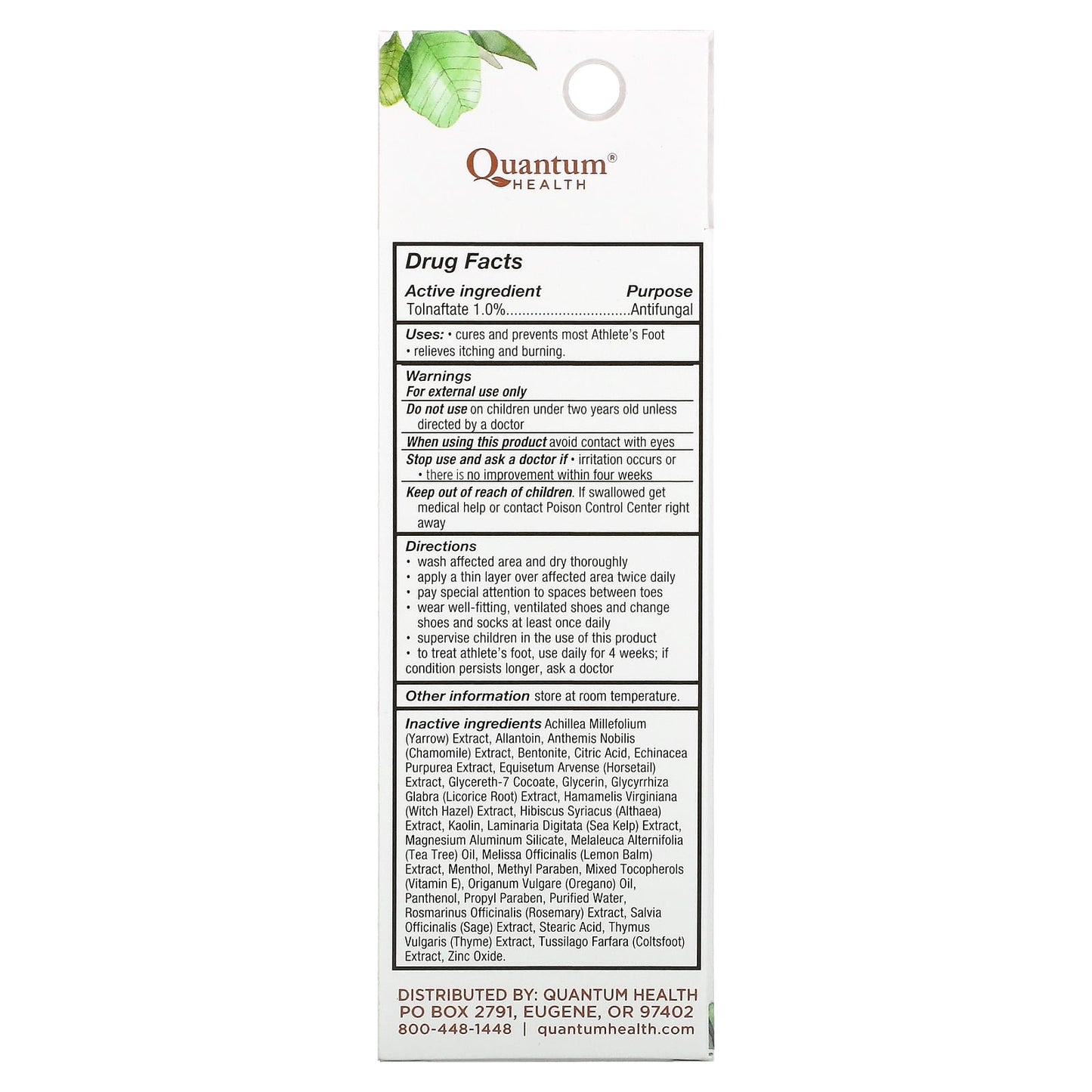 QUANTUM, Athlete's Foot Cure Cream, 21 GM UPC 046985018029 | Hilife Vitamins