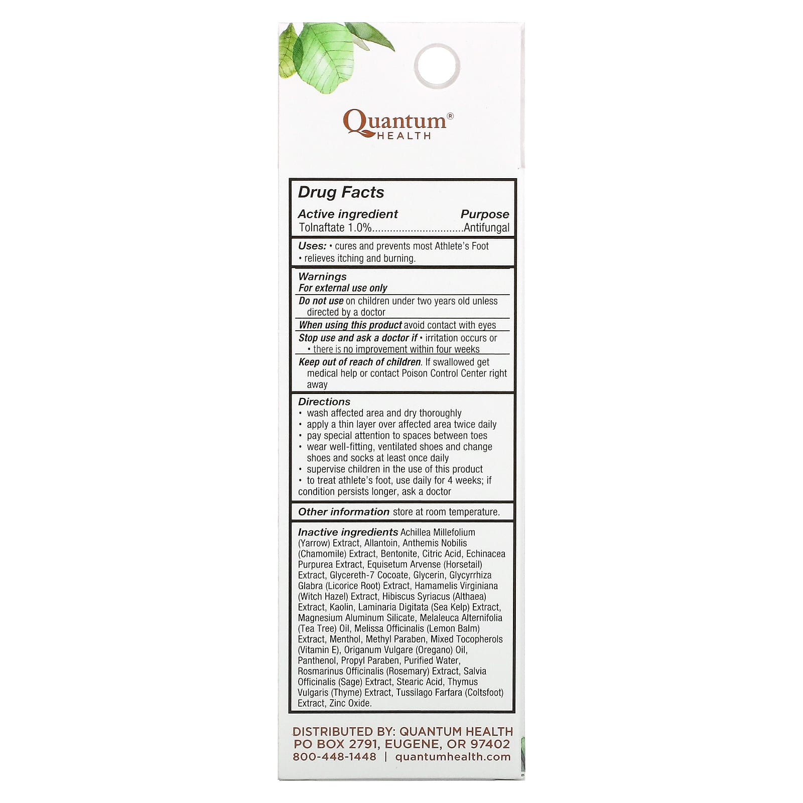 QUANTUM, Athlete's Foot Cure Cream, 21 GM UPC 046985018029 | Hilife Vitamins