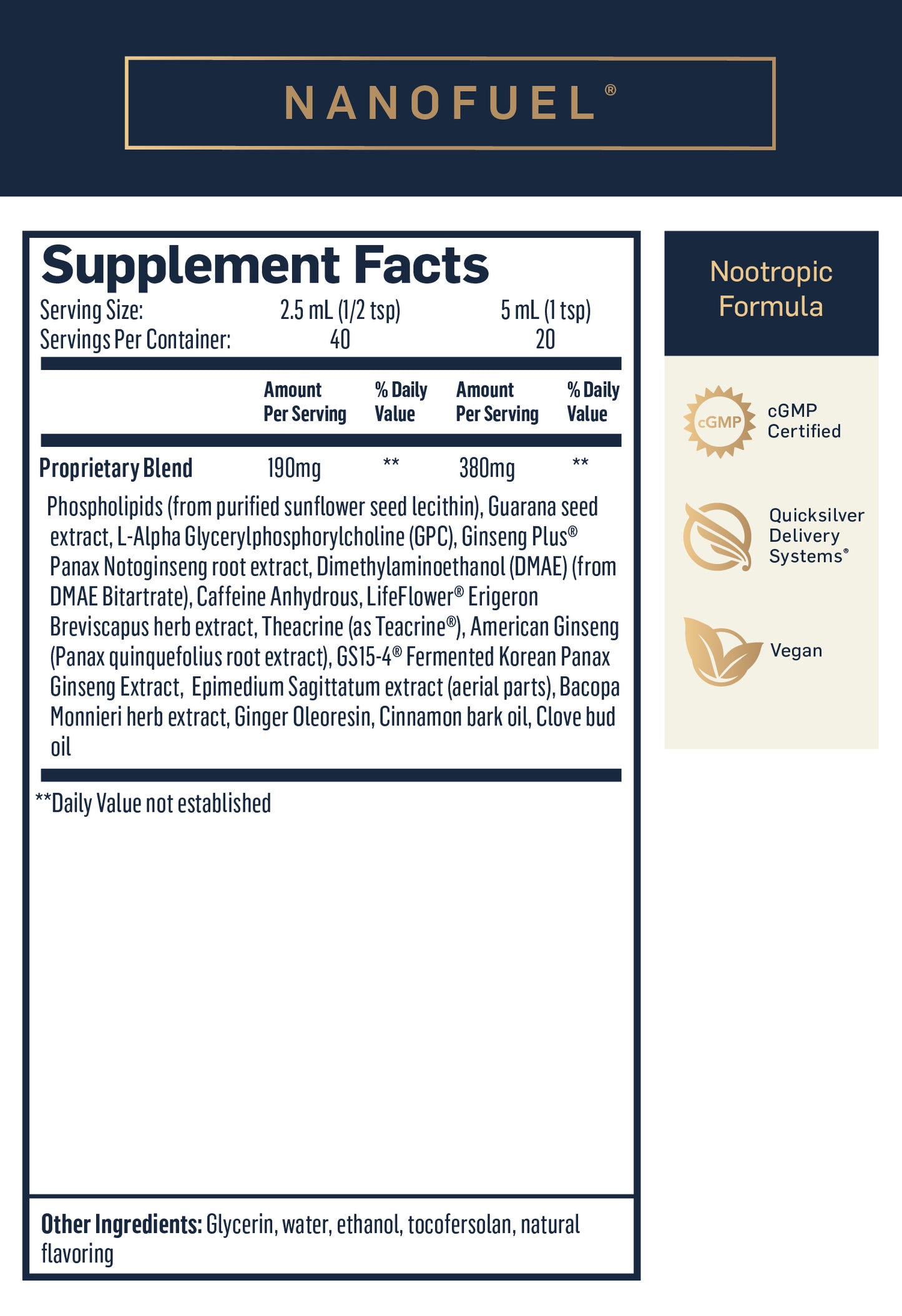 Quicksilver Scientific, NANOFUEL®, 3.38 FL OZ UPC 644216049202 | HiLife Vitamins
