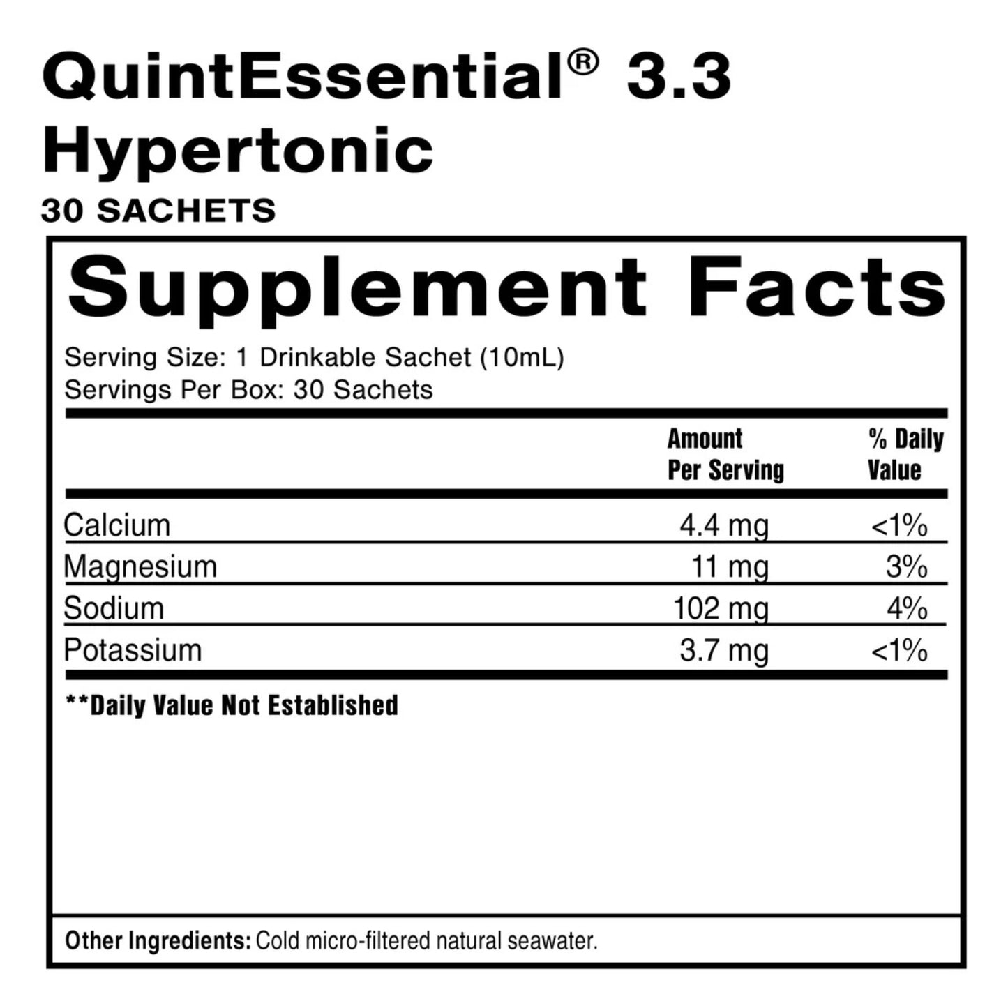 Quicksilver Scientific, Quintessentia® 3.3 Hypertonic, 30 Sachets UPC 644216046003 | Hilife Vitamins