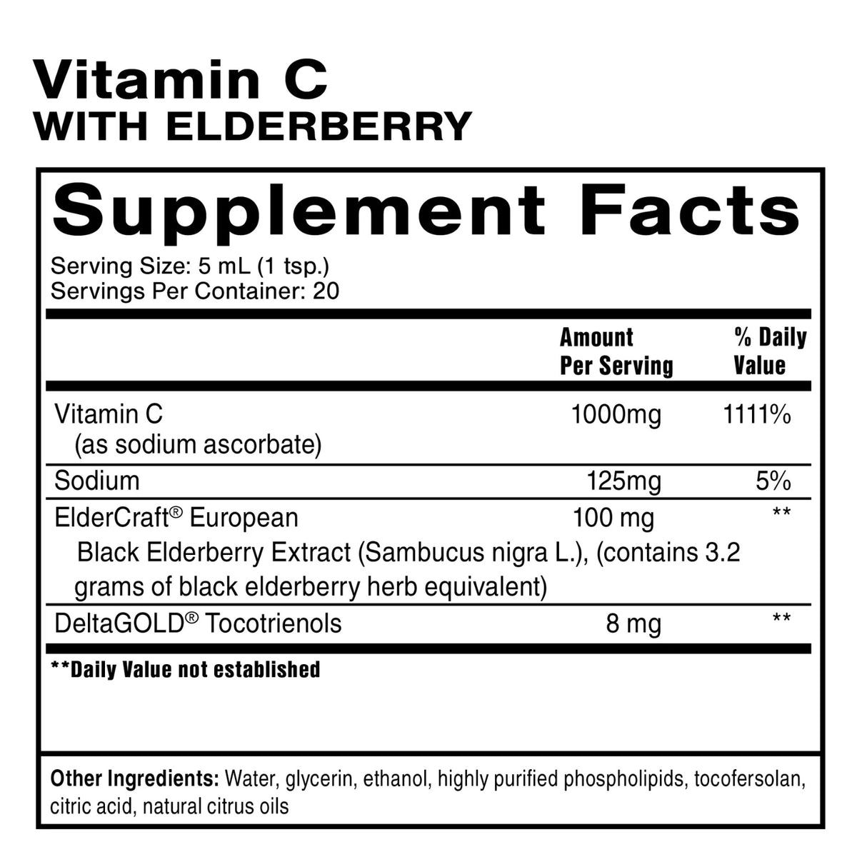 Quicksilver Scientific, Vitamin C + Elderberry, 3.38 FL OZ (100 mL) UPC 644216047406 | Hilife Vitamins