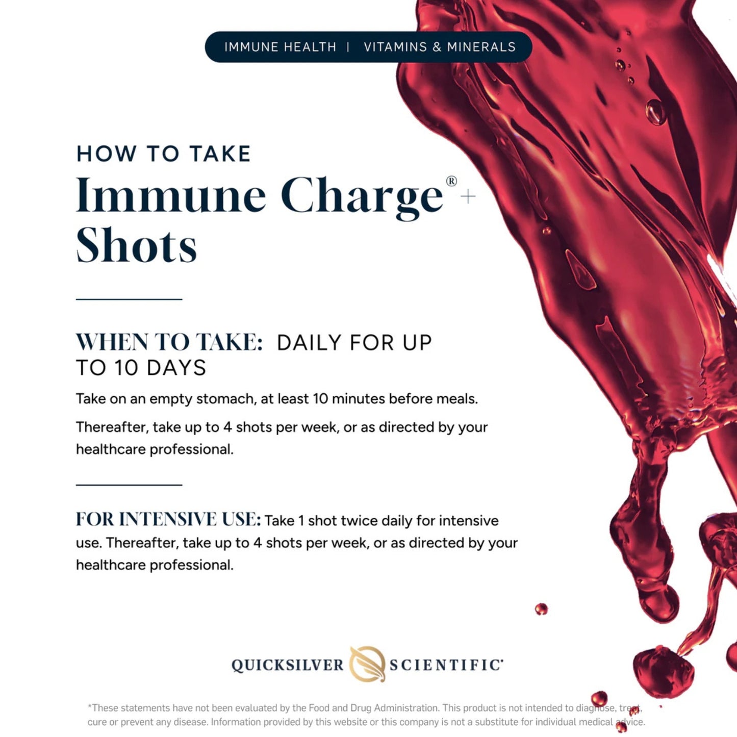Quicksilver Scientific, Immune Charge+ Shots, 0.4 FL OZ UPC 644216047604 | HiLife Vitamins