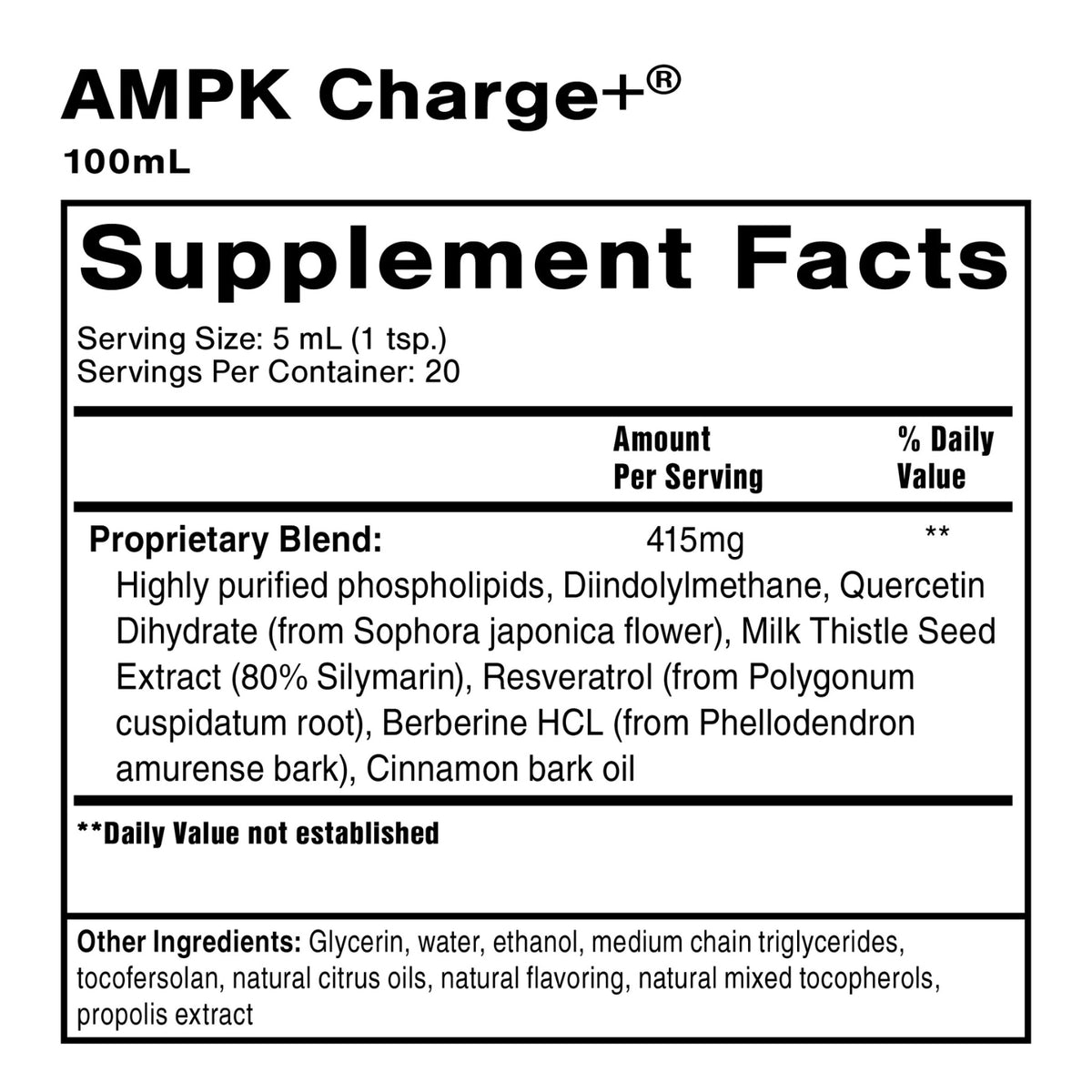 Quicksilver Scientific, AMPK Charge+®, 3.38 fl oz (100 mL) UPC 644216047802 | Hilife Vitamins
