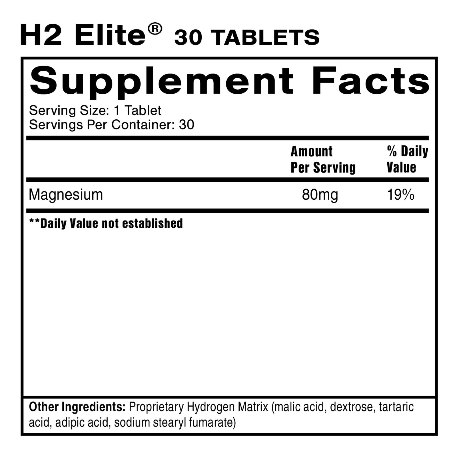 Quicksilver Scientific, H2 Elite, 30 Tablets UPC 752830969094 | HiLife Vitamins