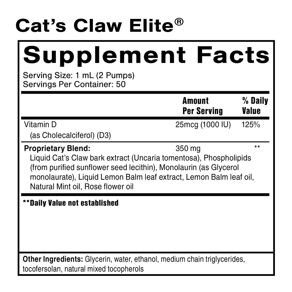 Quicksilver Scientific, Cat’s Claw Elite®, 1.7 fl. oz (50 ml) UPC 752830989085 | Hilife Vitamins