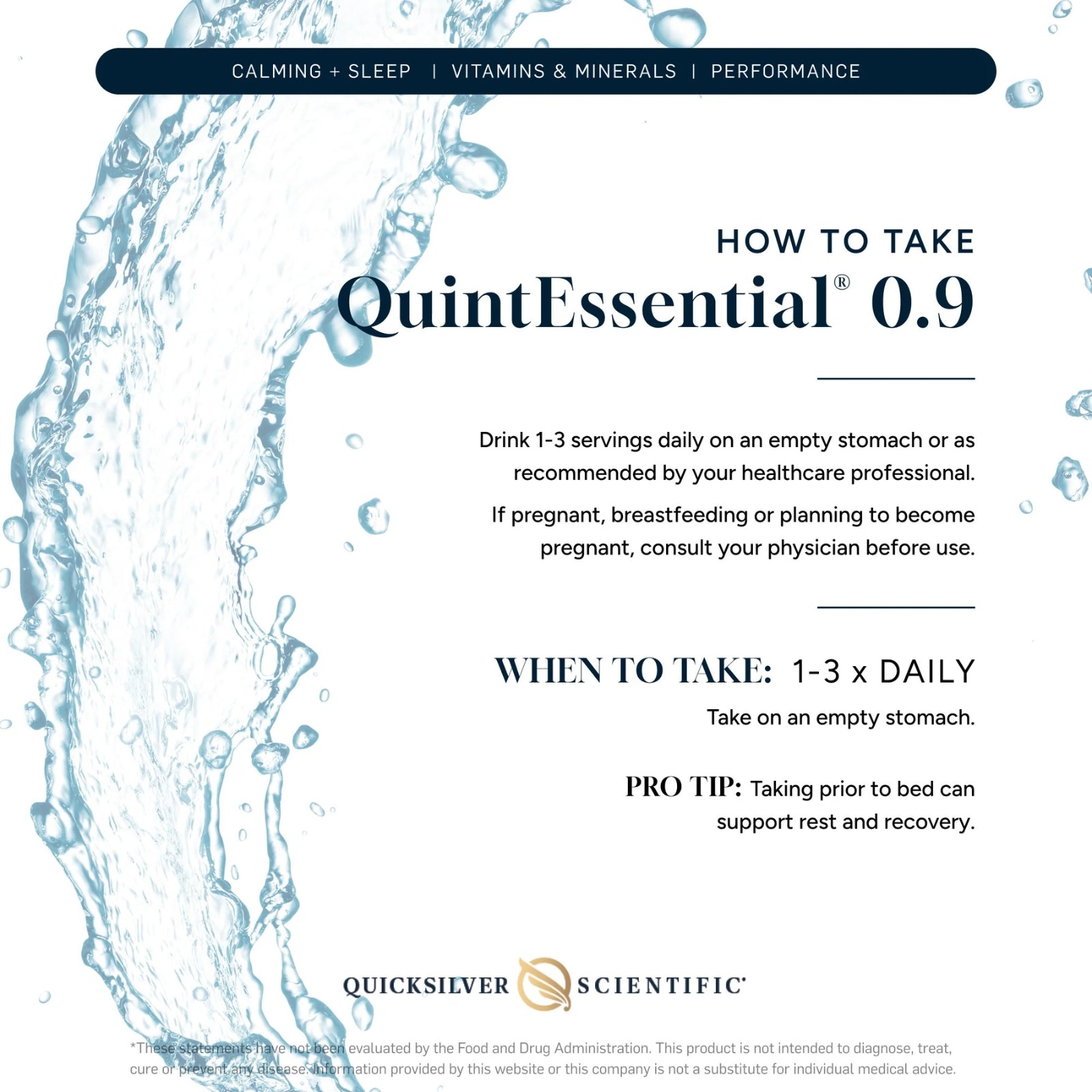 Quicksilver Scientific, QuintEssential® 0.9, 1 Single Serving Sachet 10 mL (0.33 fl oz) UPC 793888085916 | HiLife Vitamins