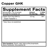 Quicksilver Scientific, Liposomal Copper GHK, 1 fl oz (30mL) UPC 810147501243 | HiLife Vitamins