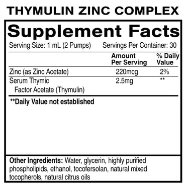 Quicksilver Scientific, Thymulin Zinc Complex, 1.0 FL OZ (30mL) - 810147501618 | Hilife Vitamins