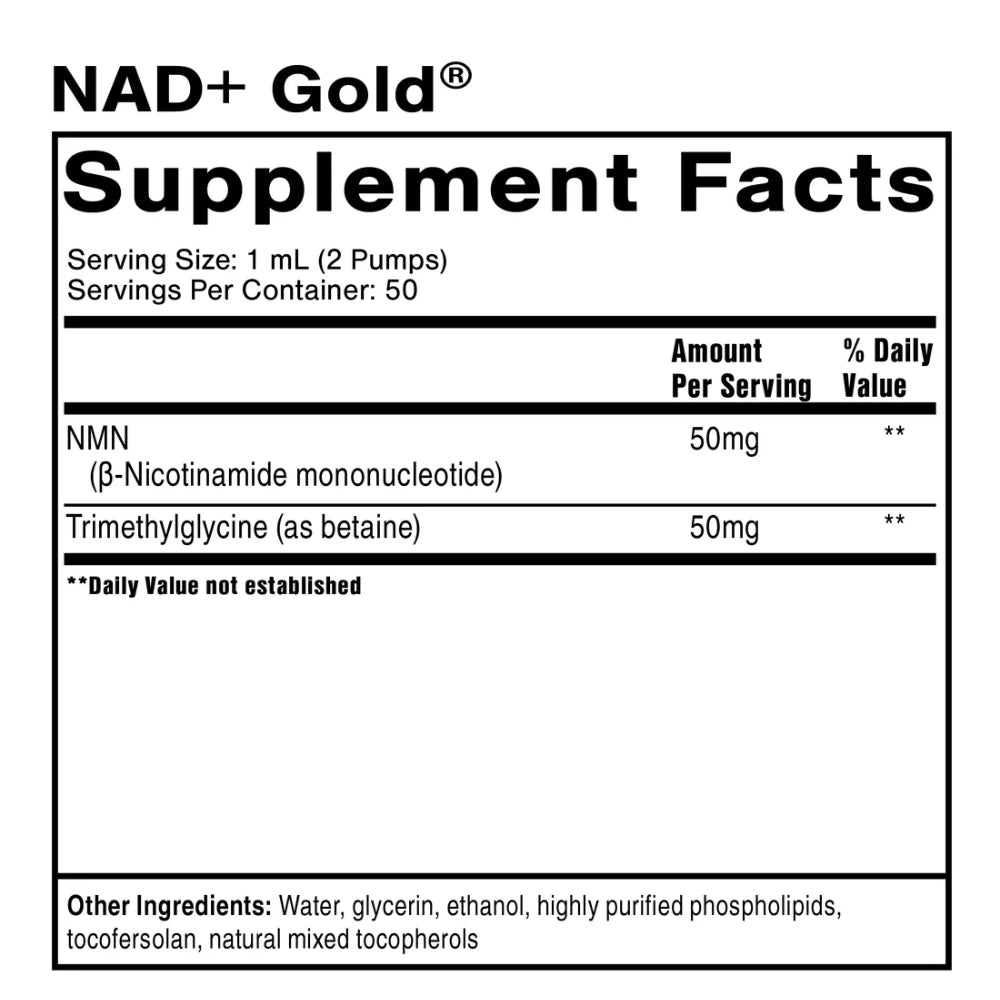 Quicksilver Scientific, NAD+ Gold™, 1.7 fl. oz (50 ml) UPC 644216045402 | HiLife Vitamins