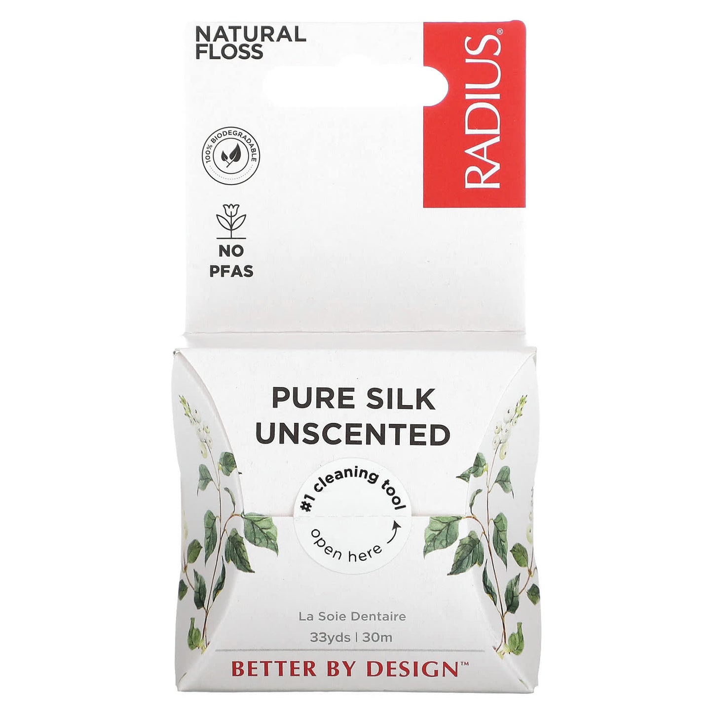 Radius, Floss Natural Biodegradable Silk 33yd, 1 UPC 085178001851 | Hilife Vitamins