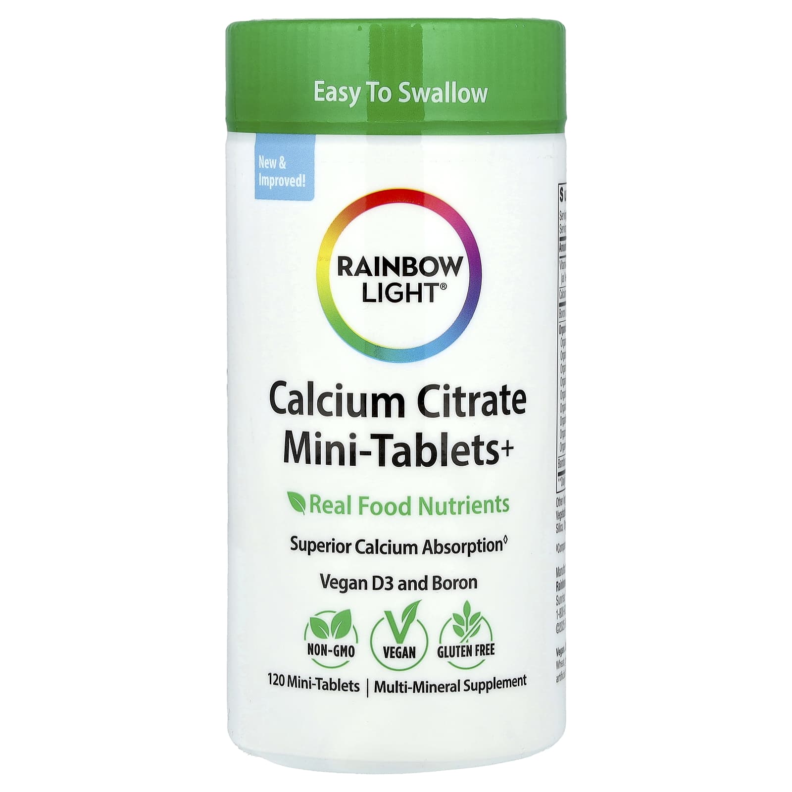 Rainbow Light, Calcium Citrate Mini-Tablets+, 120 Mini-Tablets UPC 021888202119 | HiLife Vitamins