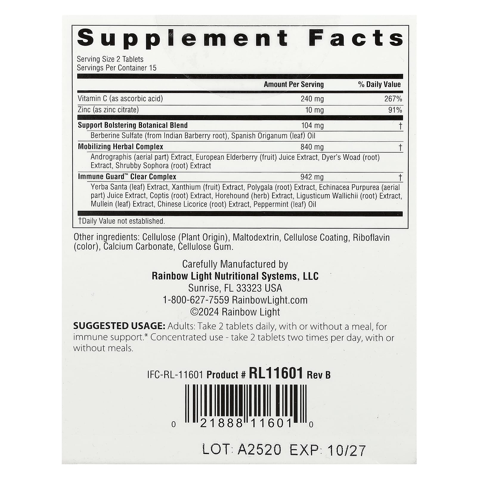 Rainbow Light, Counter Attack®, 30 Tablets UPC 021888116010 | HiLife Vitamins