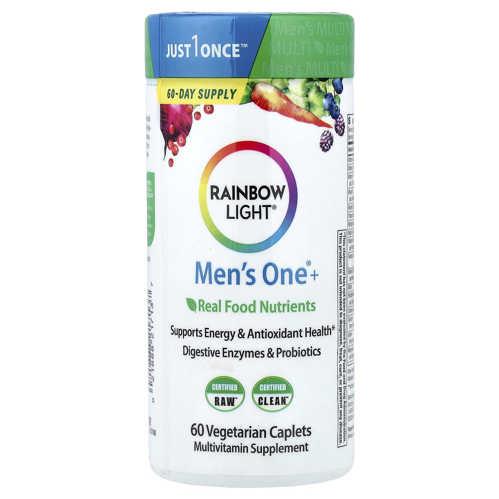 Rainbow Light, Men's One+®, Real Food Nutrients, 60 Vegetarian Caplets UPC 021888217137 | Hilife Vitamins