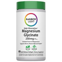 Rainbow Light, Magnesium Glycinate 250 mg, 60 Softgels UPC 850068584536 | HiLife Vitamins
