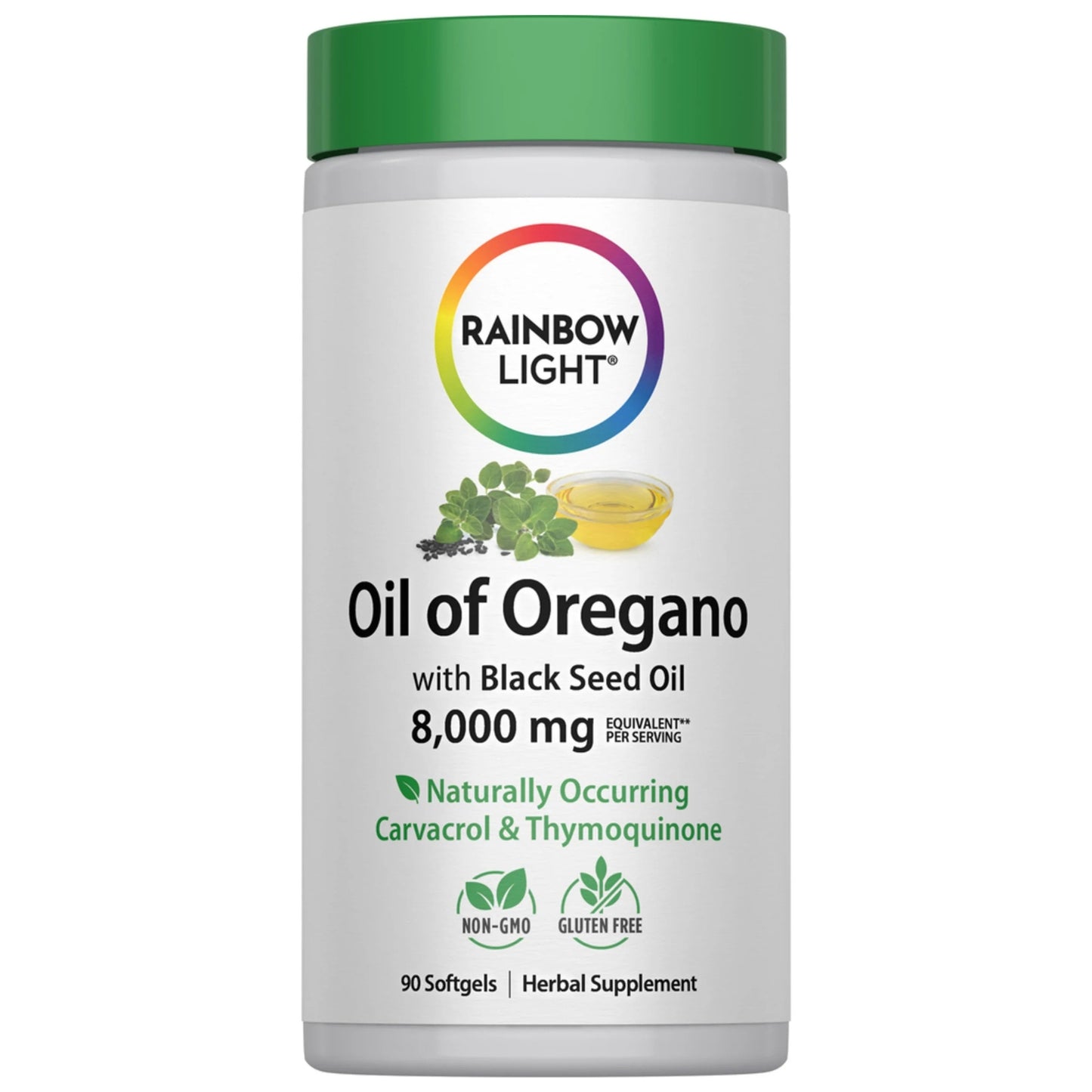 Rainbow Light, Oil of Oregano with Black Seed Oil, 90 Softgels UPC 850068584659 | Hilife Vitamins