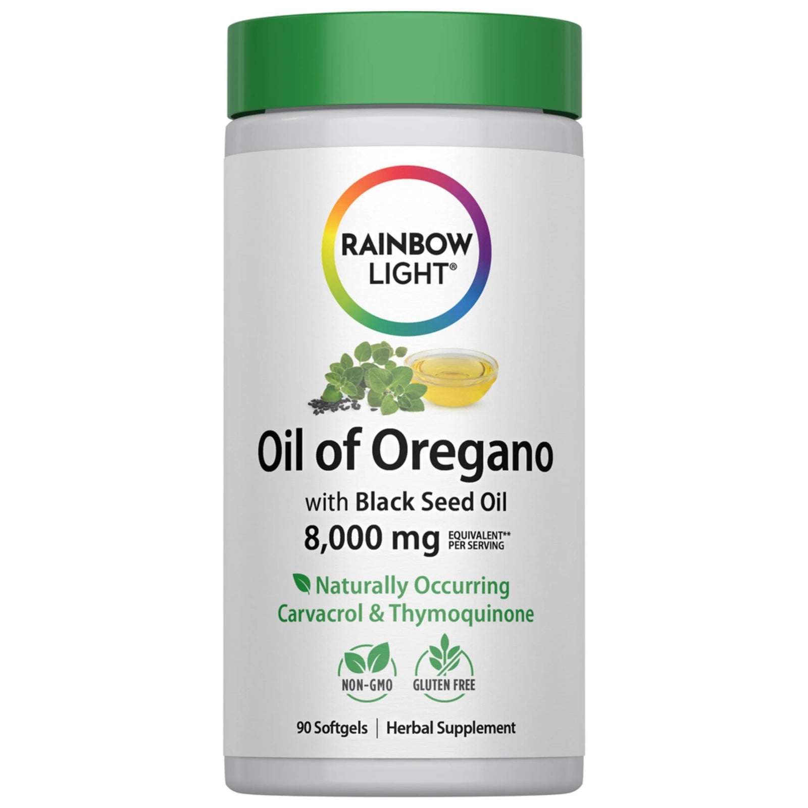 Rainbow Light, Oil of Oregano with Black Seed Oil, 90 Softgels UPC 850068584659 | Hilife Vitamins