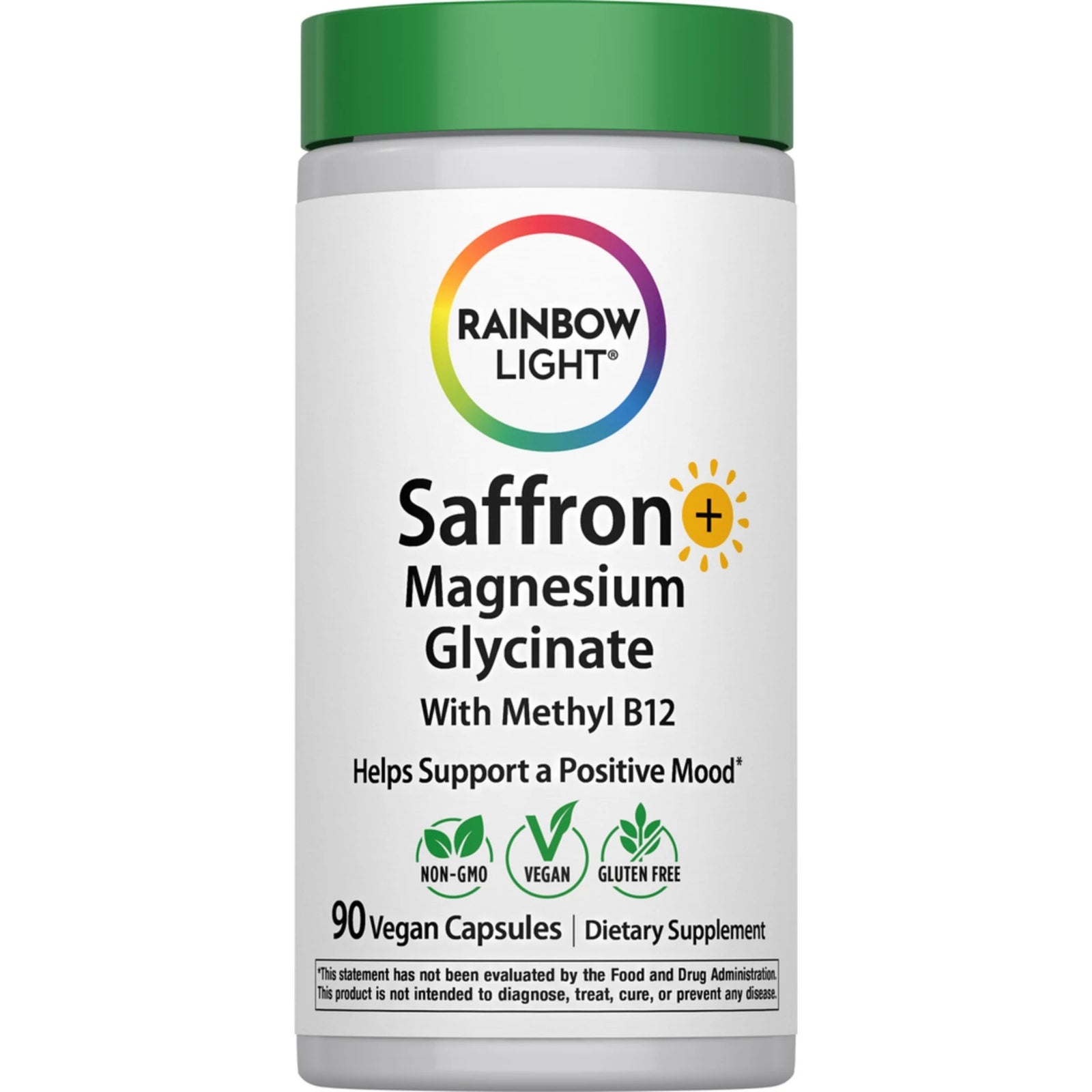 Rainbow Light, Saffron+ Magnesium Glycinate with B12, 90 Vegan Capsules UPC 850068584901 | HiLife Vitamins