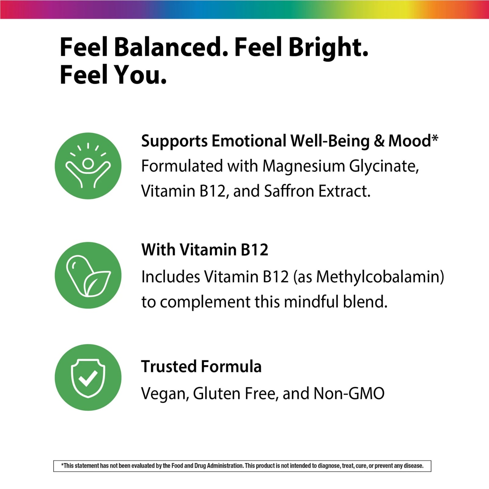 Rainbow Light, Saffron+ Magnesium Glycinate with B12, 90 Vegan Capsules UPC 850068584901 | HiLife Vitamins