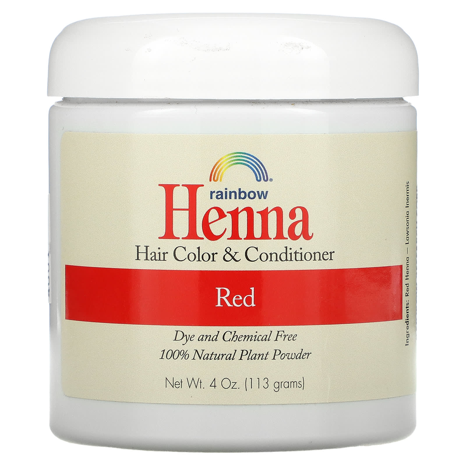Rainbow Research, Henna, Hair Color and Conditioner, Red, 4 oz (113 g) UPC 000518400019 | Hilife Vitamins