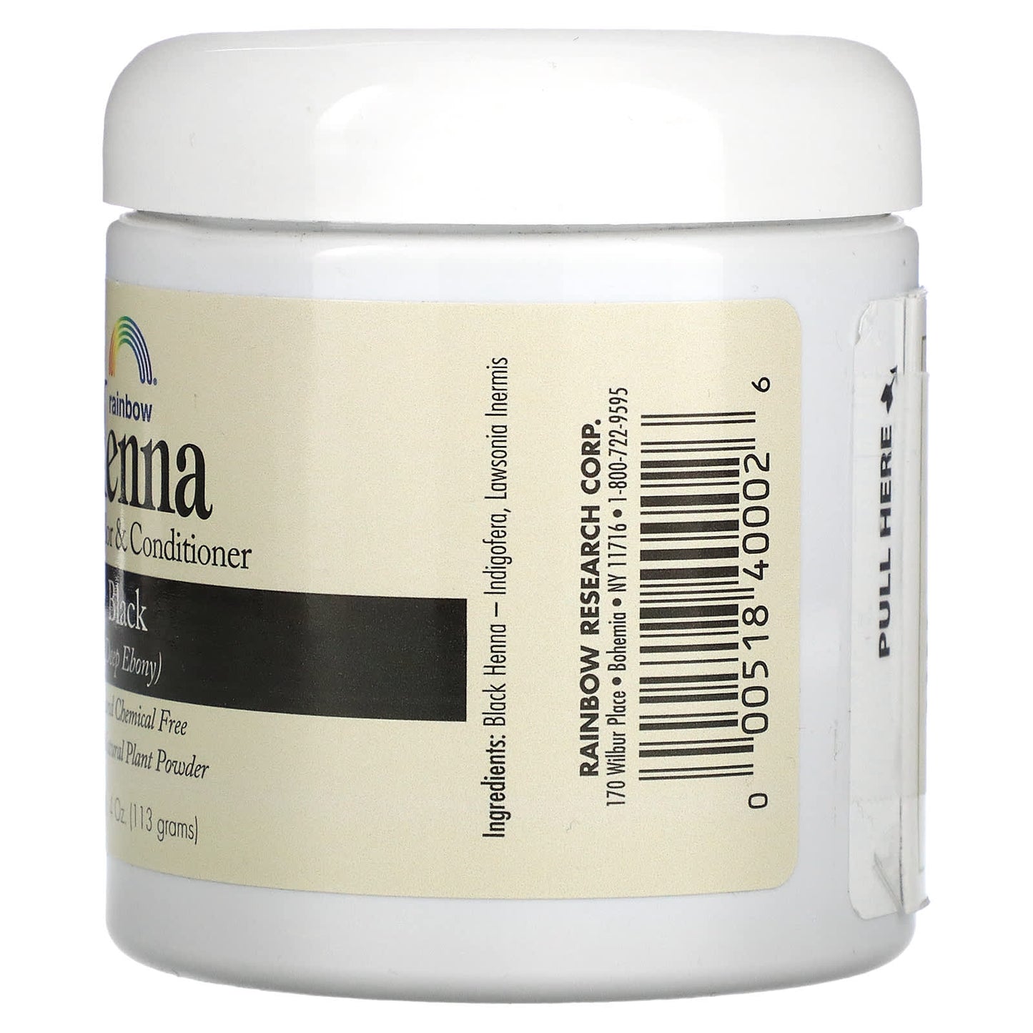 Rainbow Research, Henna, Hair Color & Conditioner, Black, 4 oz (113 g) UPC 000518400026 | Hilife Vitamins