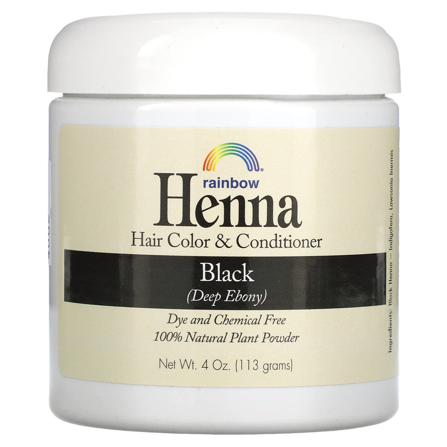 Rainbow Research, Henna, Hair Color & Conditioner, Black, 4 oz (113 g) UPC 000518400026 | Hilife Vitamins
